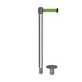 Montour Line Stanchion Belt Barrier Removable Base Pol.Steel Post 9ft.Green Belt MX630R-PS-GN-90